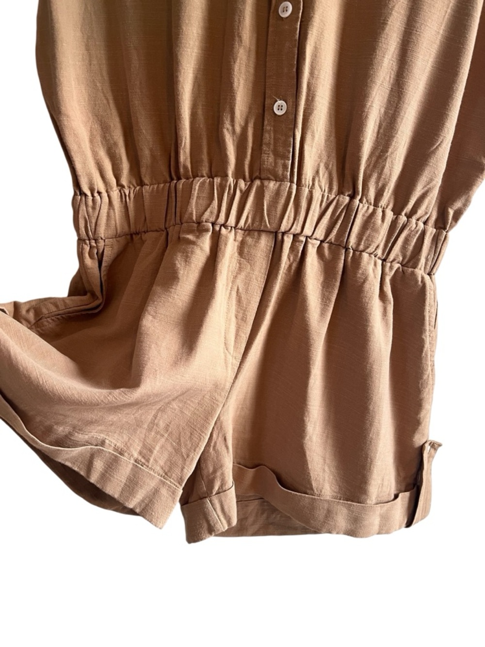 Naif Montreal linen cotton blend button down shorts romper L excellent condition - Picture 5 of 11